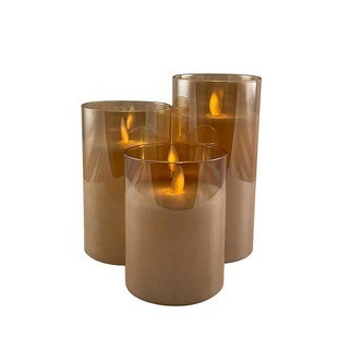 LED stearinlys i glas - 3 stk. - 121517 cm - m3D flamme - (flere farver)