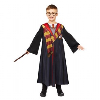Harry Potter kostume m. tilbehør 128 cm