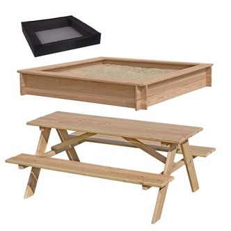 Nordic Play sandkasse og bord- og bænkesæt - Lærketræ