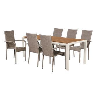 Filippa havemøbelsæt med 6 Emma stole - Natursandgrå