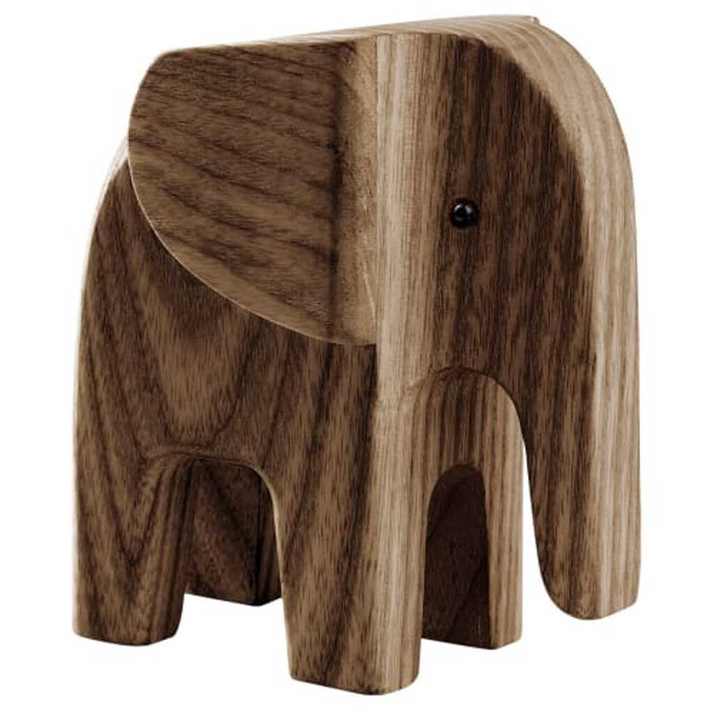 Novoform træfigur - Baby elefant - Røgbejdset ask