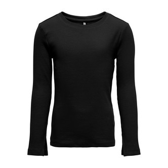 ONLY KIDS Rib Bluse Med Slids Nulan Sort