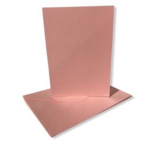Ensfarvet kort med kuvert - Lyserød