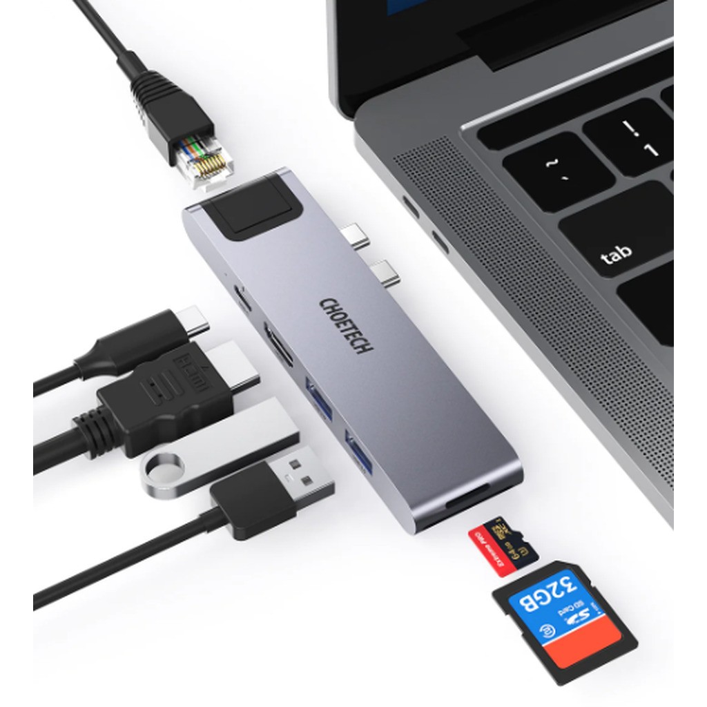 Choetech 7-i-1 USB-C Hub til MacBook Pro/Air