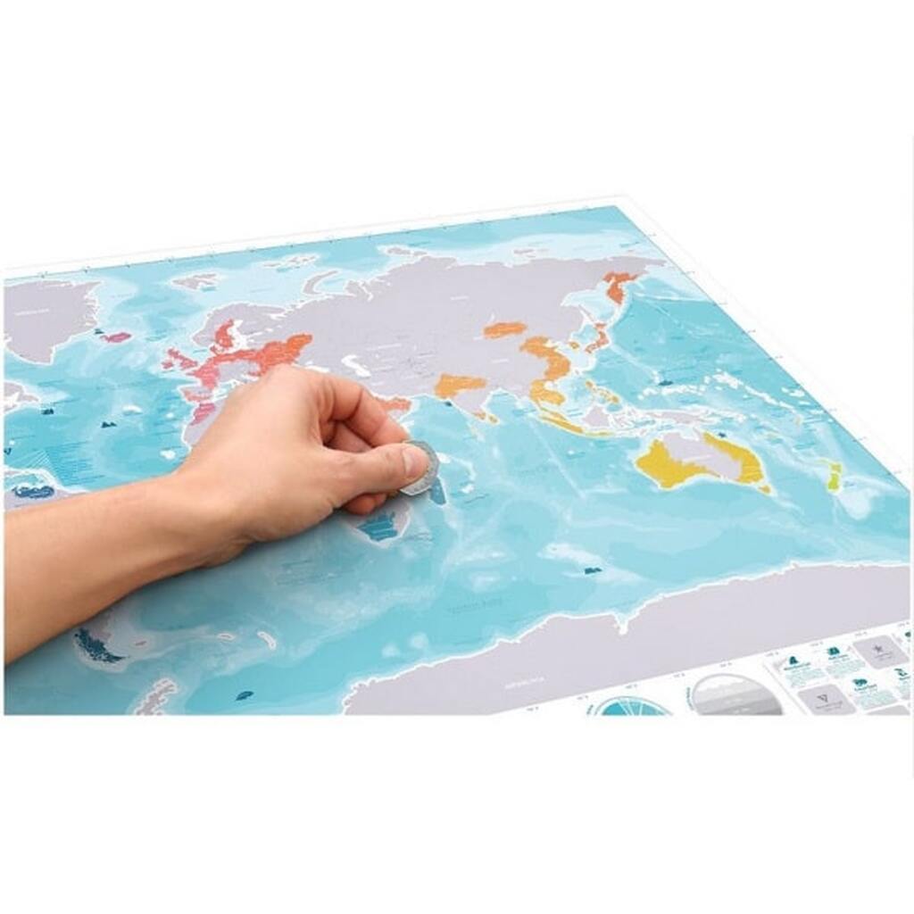 Scratch Map Oceans Verdenskort med skrabefelter.