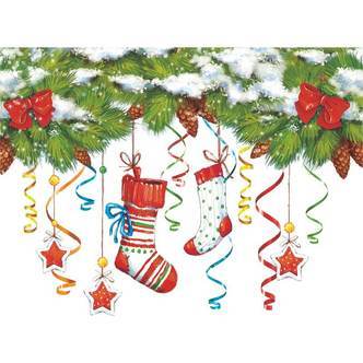 Sjov og flot jule wallsticker til væg - eller på Toilettet! Gran og julesokker.