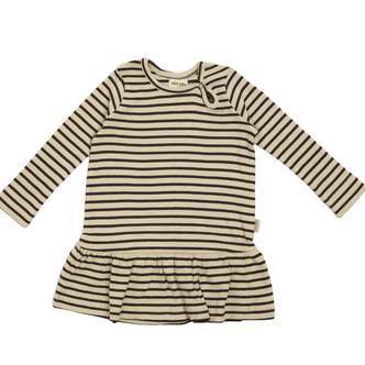 Petit Piao - Dress LS Modal Striped, PP306 - Raven / Tapioka