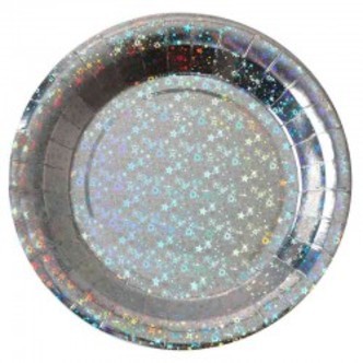 paptallerkner holografisk sølvstjerner. 10 stk
