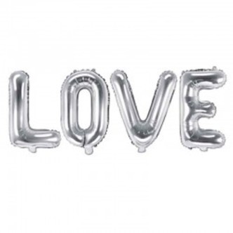 folie ballon love sølv. 140 x 35 cm