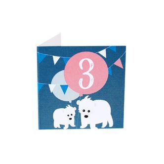 Kort Fødselsdag 3 år isbjørne (Lille)