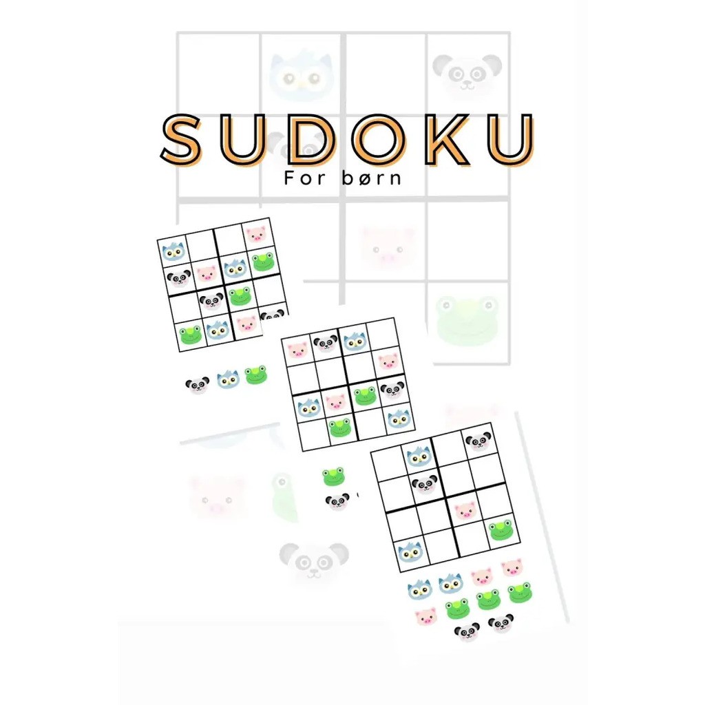 Sudoku for børn med billeder - 4x4 - print selv