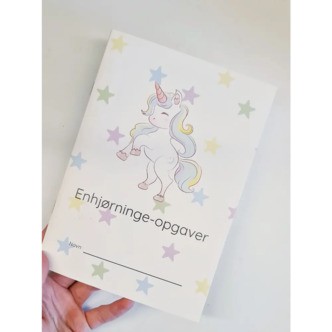 Opgavehæfte med enhjørninge - Print selv fil
