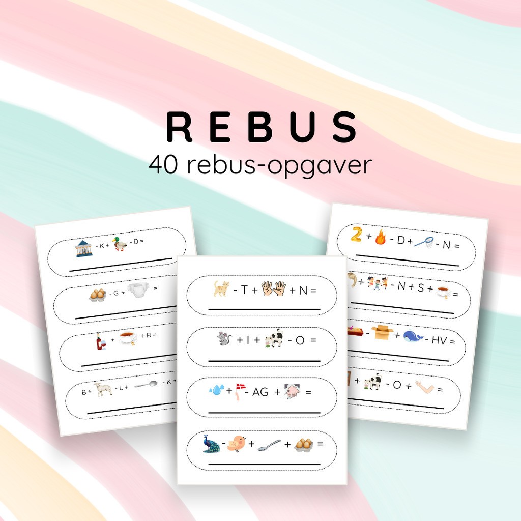 Rebus for børn - 40 rebus opgaver