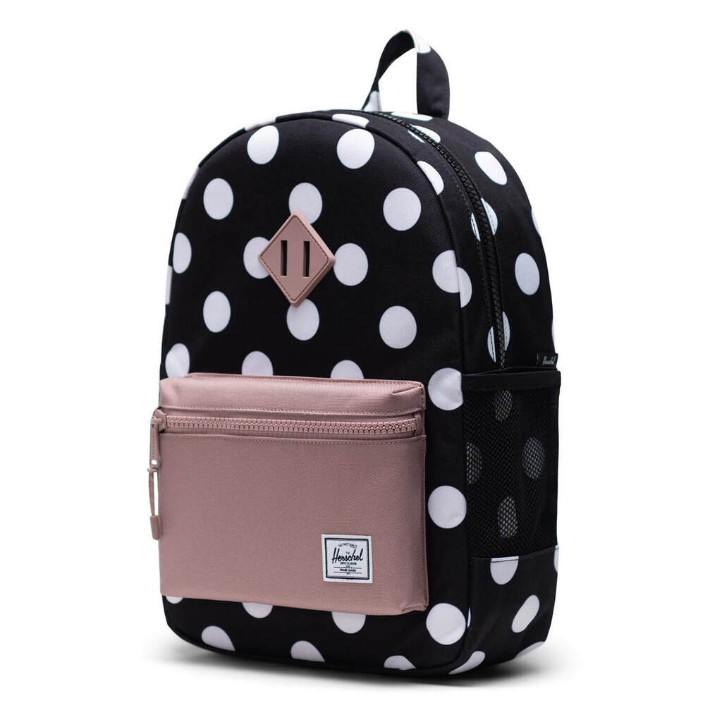 Herschel Heritage Rygsæk Youth Polka Dot Sort and WhiteAsh 16L