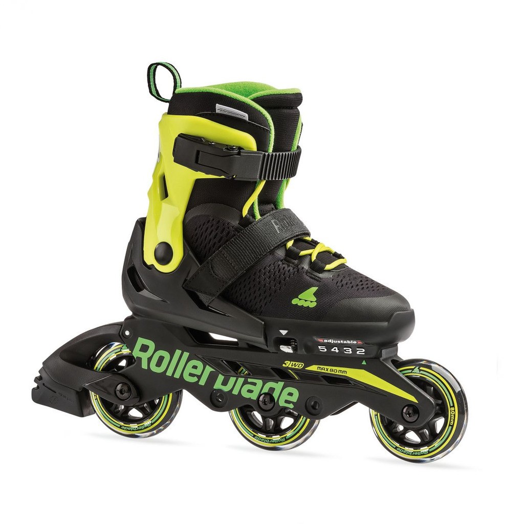 Rollerblade Microblade 3WD Justerbar Inline Rulleskøjte SortLime Grøn