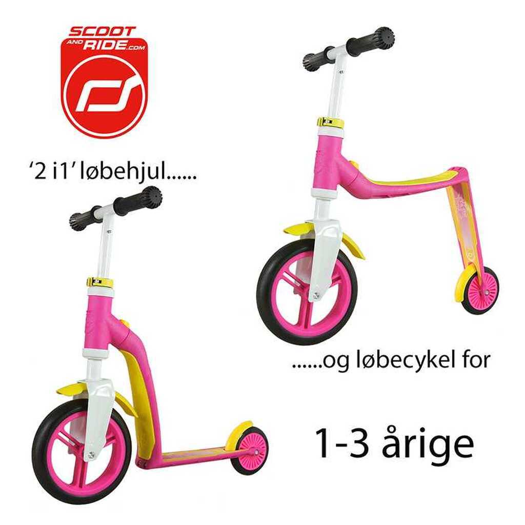Scoot & Ride Highway Baby - Løbehjul og løbecykel i ét Pink/Gul