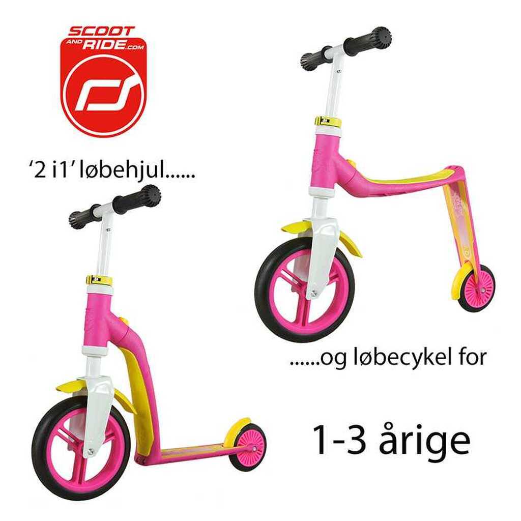 Scoot  Ride Highway Baby - Løbehjul og løbecykel i ét PinkGul