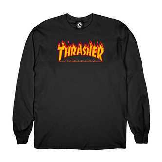 Thrasher Flame Langærmet T-Shirt Sort