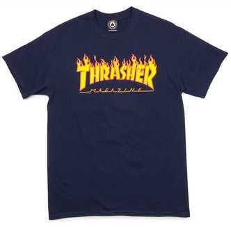 Thrasher Flame Kortærmet T-Shirt Navy Blå