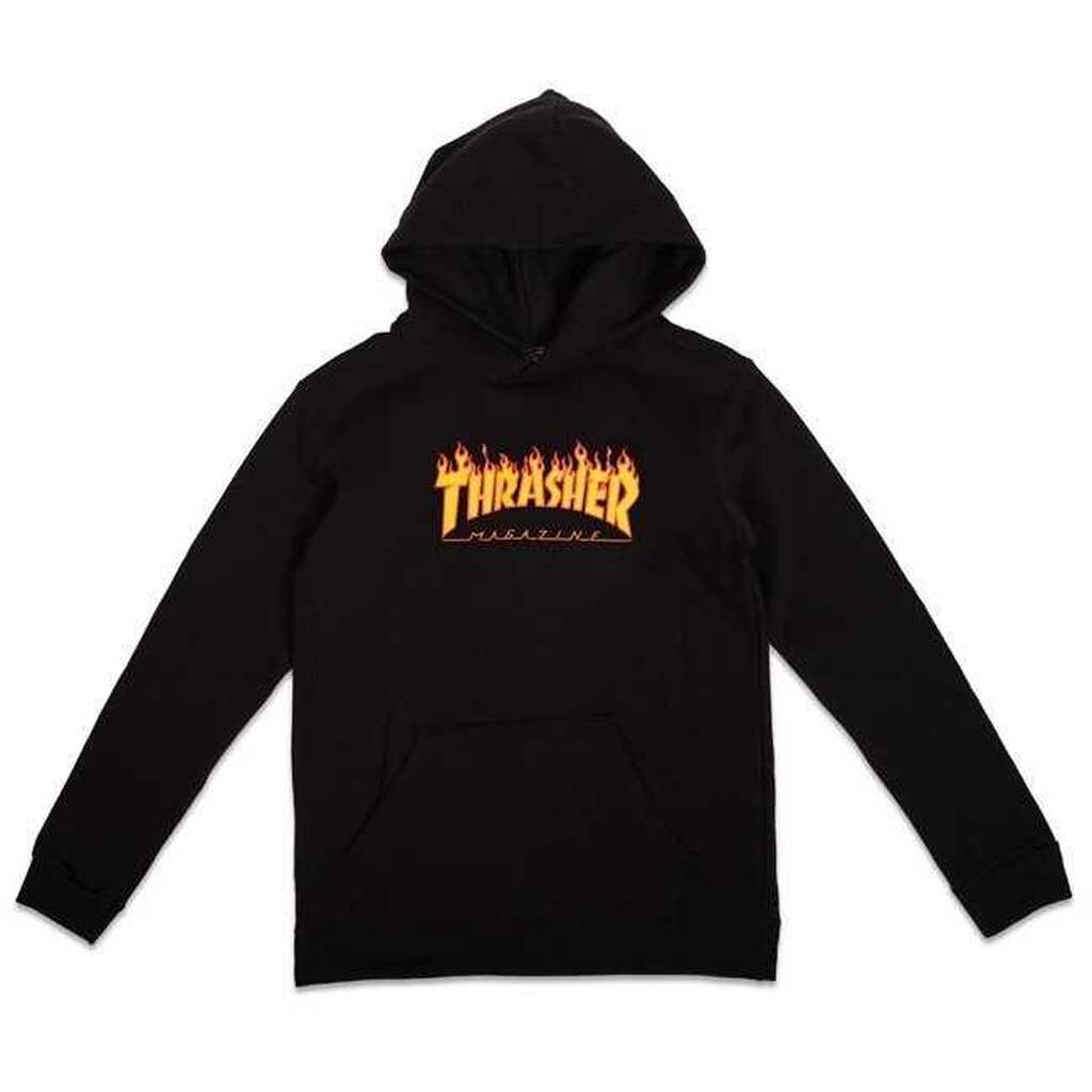 Thrasher Flame Logo Hættetrøje Børn Sort