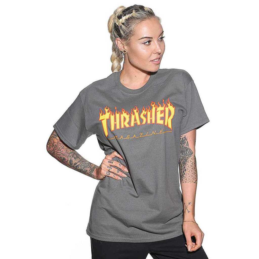 Thrasher Flame Kortærmet T-Shirt Kodsgrå