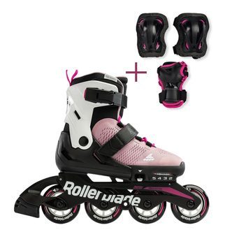 Rollerblade Microblade Inliner Rulleskøjte + Beskyttelsessæt - Pink/Hvid