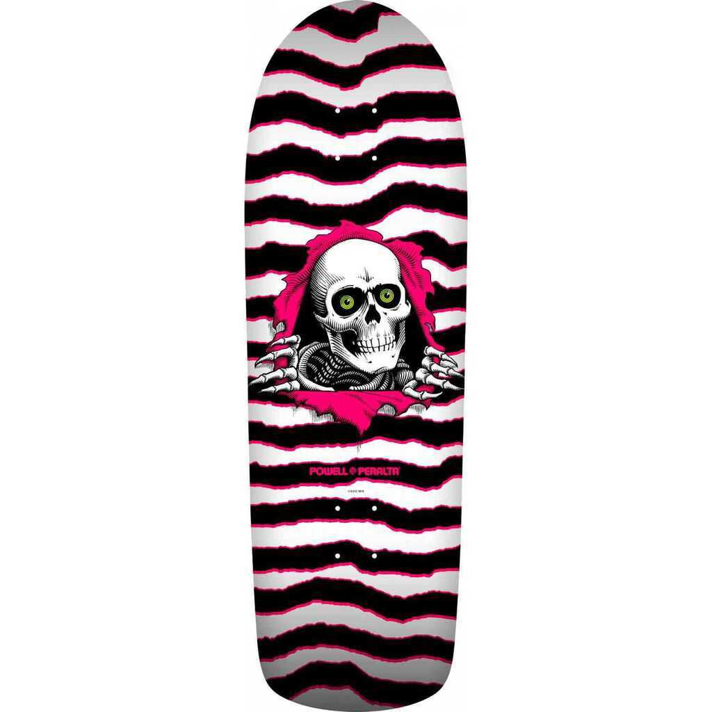Powell Peralta Old School Ripper Skateboard Deck White/Pink - 9.89 x 31.32
