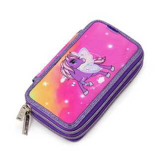 Jeva Two-Zip Pencil Case Rainbow Alicorn