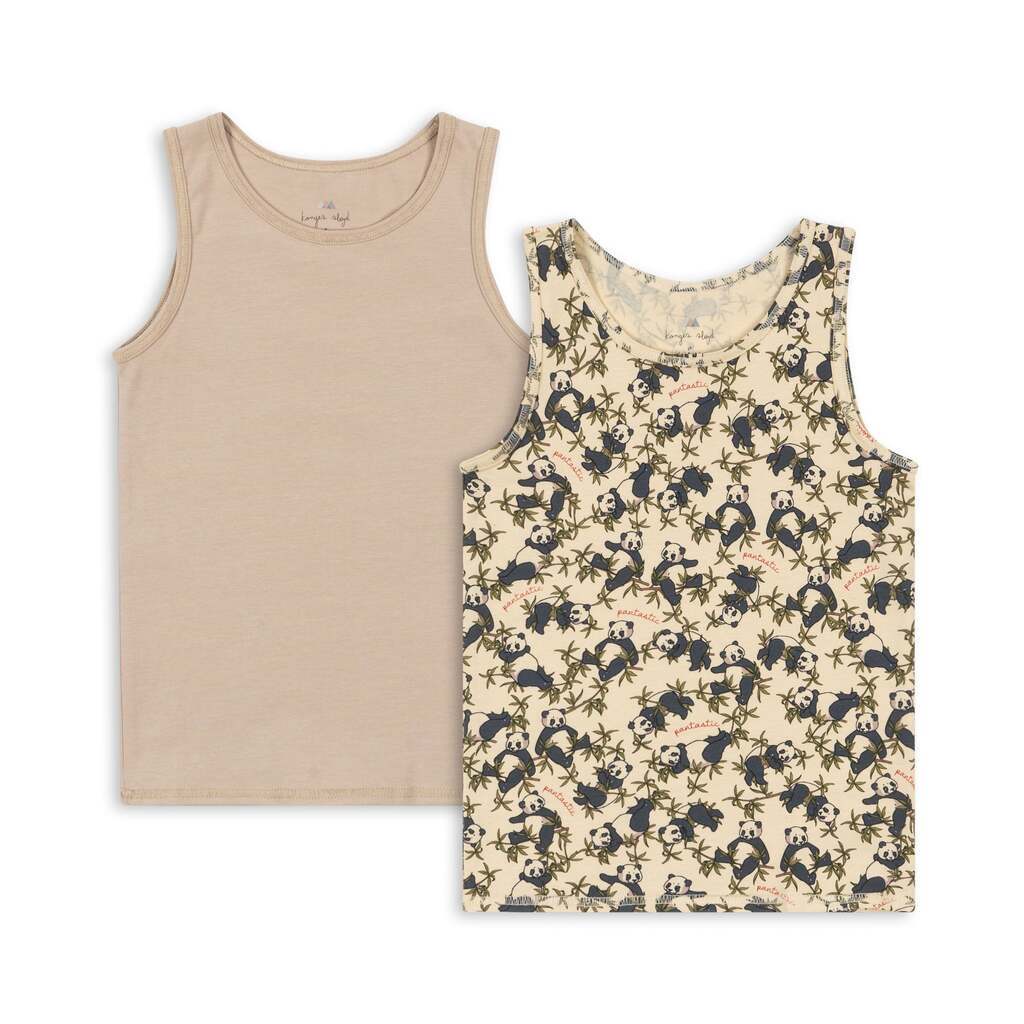 2-Pak Undertrøje Tank Top, PandaOxford tan, Konges Sløjd