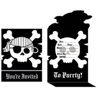 Pirat fødselsdag invitation - 8 stk.