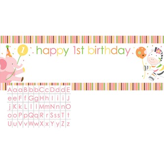 Banner til barnet 1. fødselsdag, lyserødt - 1 stk.