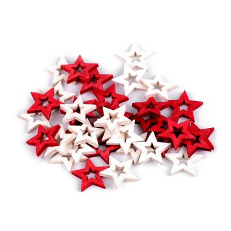 Konfetti, julekonfetti stjerner, træ, rød/hvid - 36 stk.