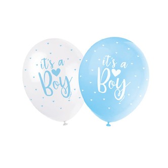 Balloner 'It's a boy', lyseblåt - 5 stk.