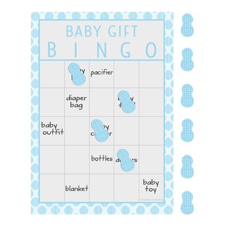 Leg til babyshower - bingo i lyseblå - 10 ark
