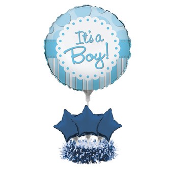 Bordpynt til Baby Shower, dåb med balloner, lyseblå - 1 stk.
