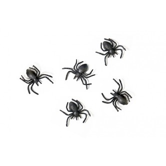 Halloween pynt, sorte edderkopper  - 10 stk.
