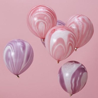 Marble balloner pink/lilla - 10 stk.