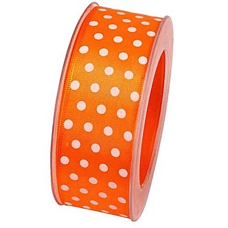 Orange bånd med hvide prikker, 40 mm - 1 mtr.